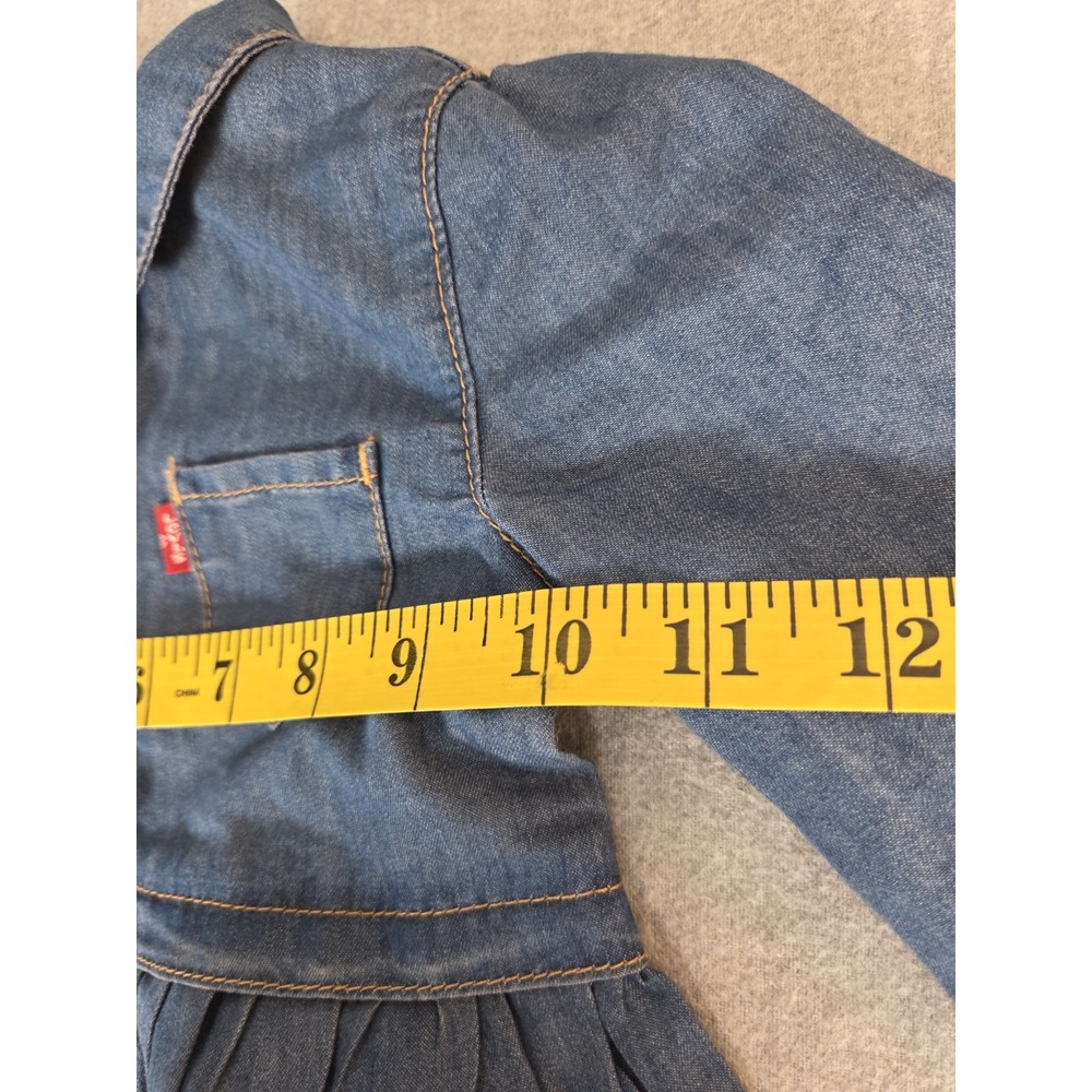 Levi's Denim Dress 12 Months Girls Blue Jean Button Pocket Western Red Tab Logo - Picture 4 of 7